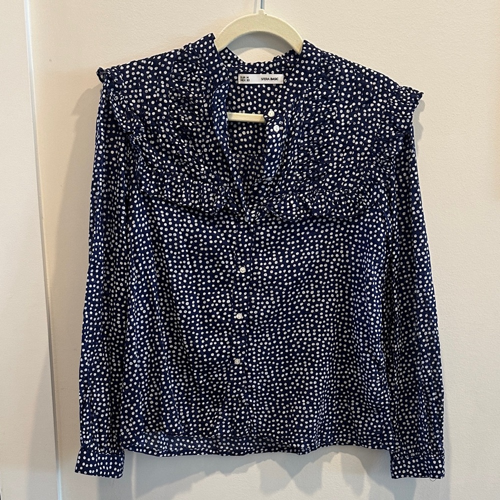 Women's Navy Polka Dot Blouse